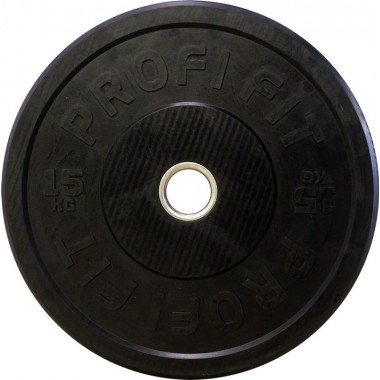 Диск для штанги каучуковый, черный, PROFI-FIT D-51, 15 кг