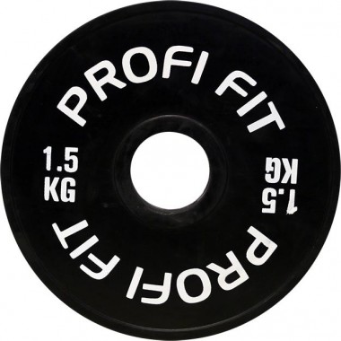 Диск для штанги каучуковый, черный, PROFI-FIT D-51, 1,5 кг