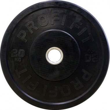 Диск для штанги каучуковый, черный, PROFI-FIT D-51, 20 кг