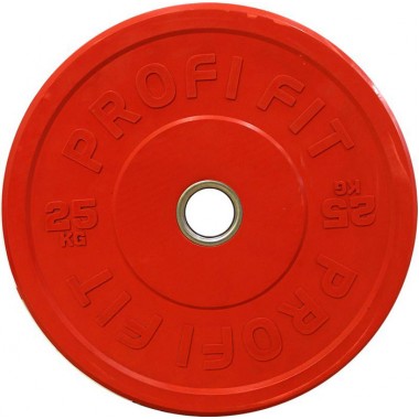 Диск для штанги каучуковый, красный, PROFI-FIT D-51, 25 кг