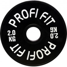 Диск для штанги каучуковый, черный, PROFI-FIT D-51, 2 кг